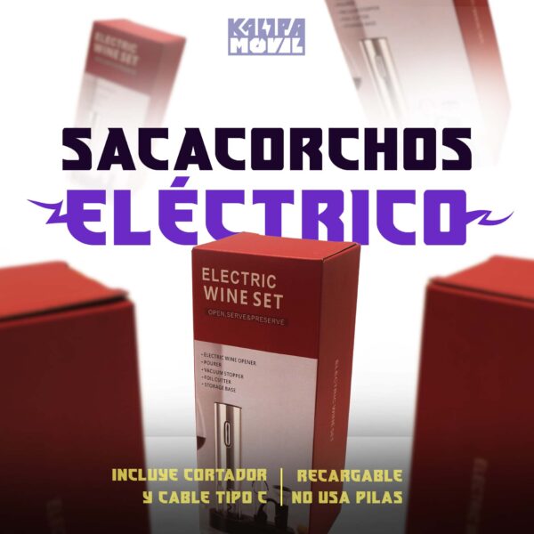Abridor o saca corchos eléctrico recargable